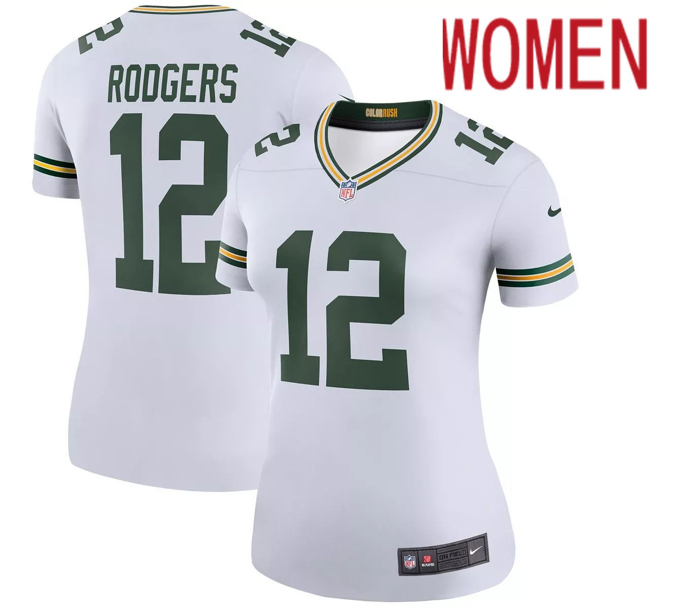 Women Green Bay Packers #12 Aaron Rodgers Nike White Player NFL Jersey->women nfl jersey->Women Jersey
